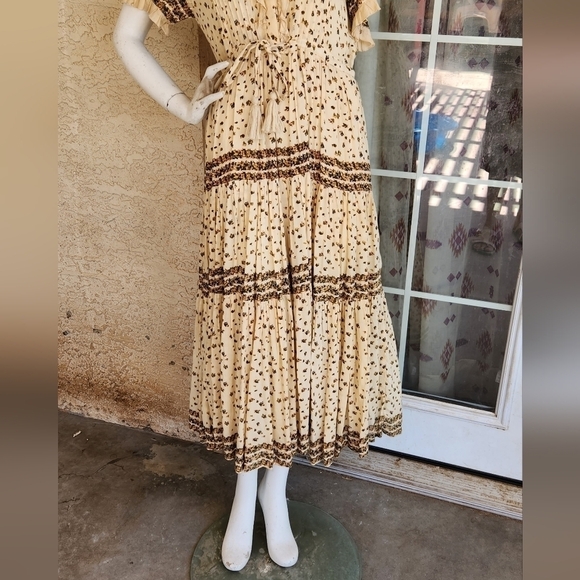 Free People Rare Feeling Tiered Printed Tassels‎ Tie Maxi Dress - Picture 6 of 6